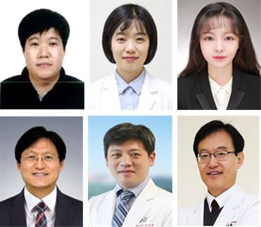 좌측부터 경북대 오창주 박사, 칠곡경북대병원 김민지 교수, 경북대 이지민 박사,광주과학기술원 안진희 교수, 칠곡경북대병원 전재한 교수, 경북대병원 이인규 교수<br>