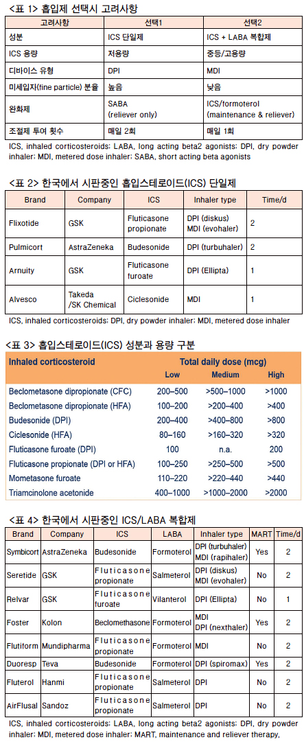 천식 흡입기의 종류