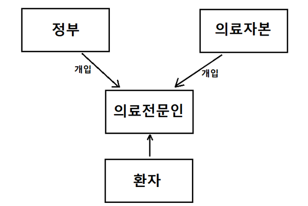 한국의 의료전문주의(Medical professionalism)가 처한 구조(출처: 김용익 이사장 발표자료)