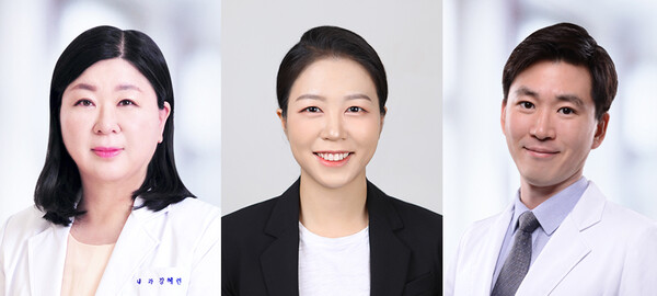 (사진 왼쪽부터) 강혜련 교수, 안윤혜 내과 전임의(1저자), 강동윤 약물안전센터 교수(1저자)