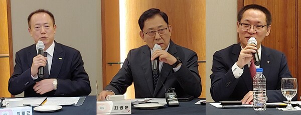 (왼쪽부터)박태근 치협 회장, 최광훈 약사회 회장, 홍주의 한의협 회장