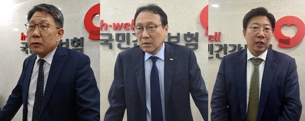 (왼쪽부터)송재찬 병협 부회장, 마경화 치협 부회장, 안덕근 한의협 부회장.
