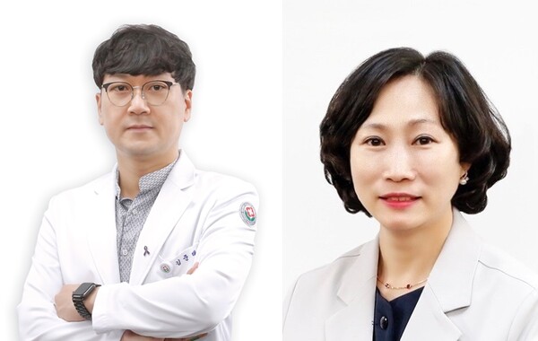 왼쪽부터 김준태 교수, 이정아 간호팀장