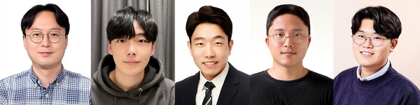 (왼쪽부터) GIST 김승준 교수, 조태우 석사, 여도현 박사과정생, 김광빈 박사과정생, 황석현 석사