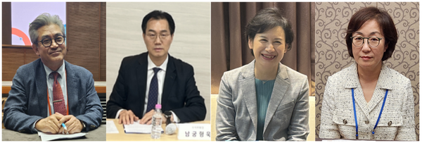 (왼쪽부터)김정태 회장, 남궁형욱 부회장, 민명숙 부회장, 정경주 부회장<br>