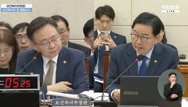 조규홍 장관(왼쪽)과 장종태 의원