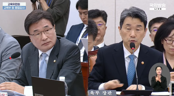 강대식 의원(왼쪽)과 이주호 장관