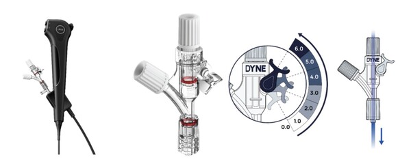 (왼쪽부터) 다인메디컬그룹 연성요관내시경 ‘우루스(URUS)’와 ’포트씨(Port-C)’가 결착돼 있는 모습과 포트씨