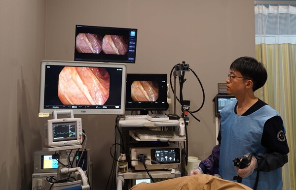 강남지인병원 의료진이 웨이메드 엔도를 사용하고 있다.