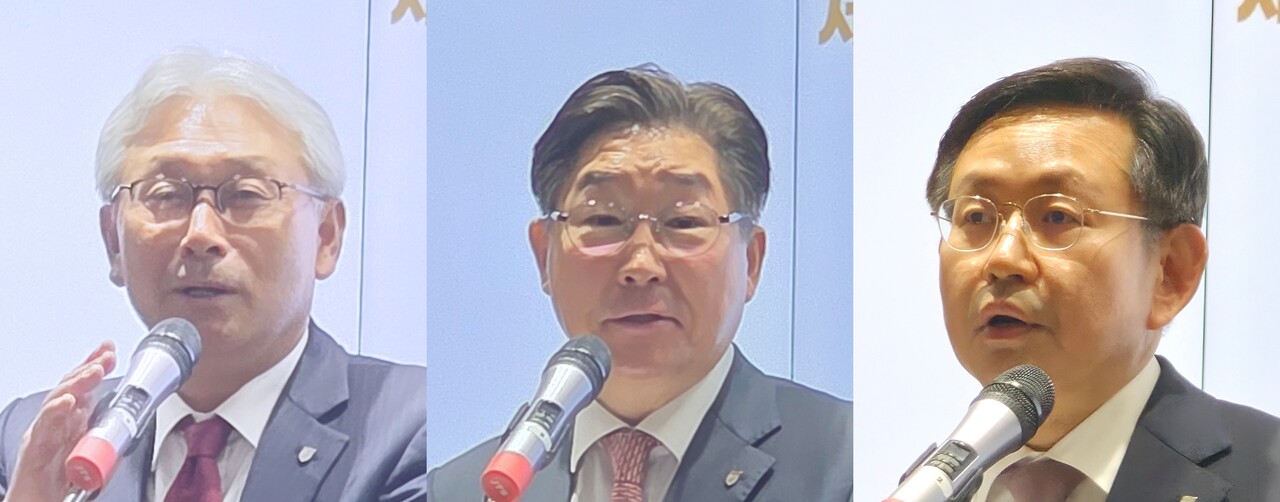 (왼쪽부터)고려중앙학원 박명식 상임이사, 고려대 김동원 총장, 고려대 윤을식 의무부총장 겸 의료원장