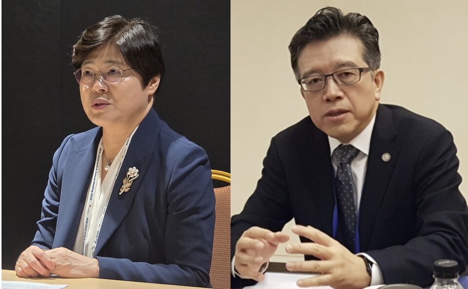왼쪽부터 라선영 암학회 이사장, 양한광 국립암센터 원장