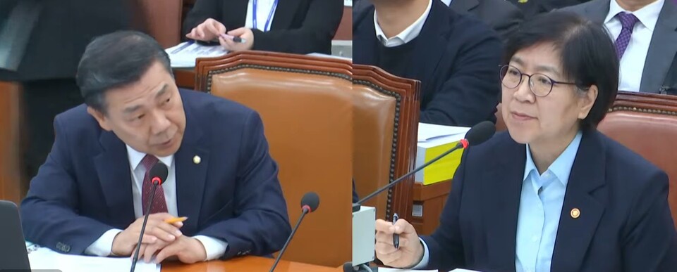 왼쪽부터 백종헌 의원, 정은경 복지부 장관.