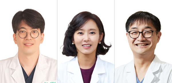 (왼쪽부터)경희대병원 안과 강민석 교수, 경희대병원 이비인후과 민진영 교수, 경희대치과병원 구강내과 어규식 교수